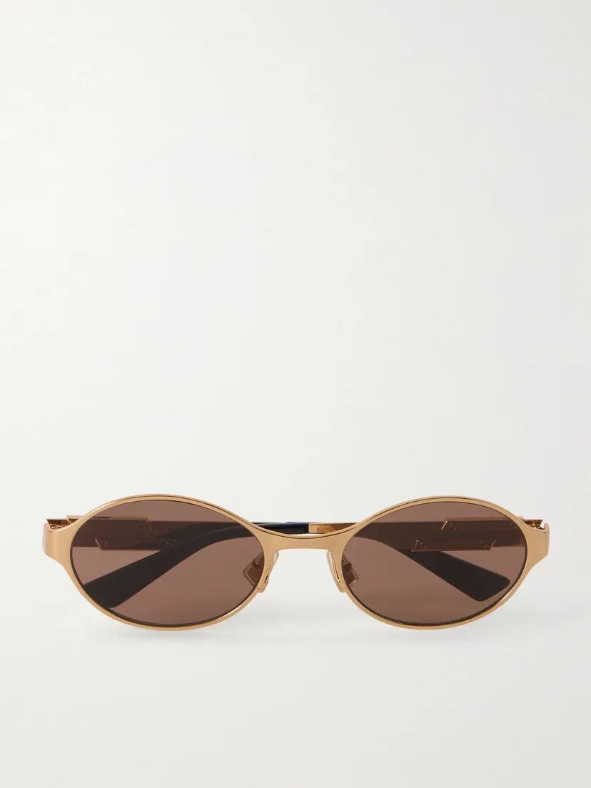 Солнцезащитные очки-ленты круглой формы золотистого цвета BOTTEGA VENETA EYEWEAR, золотой