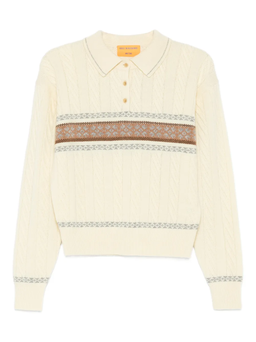 

Вязаный поло-топ с косами в колледжском стиле Guest In Residence, желтый