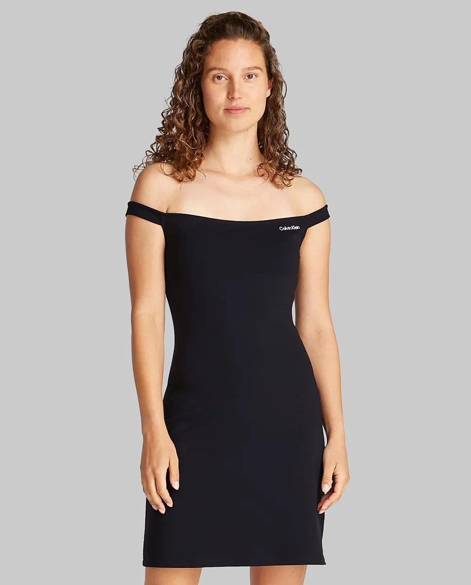 

Женское платье с короткими рукавами и вырезом-бардо Calvin Klein Jeans, черный