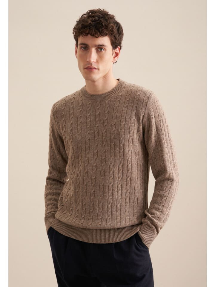 

Пуловер Seidensticker Pullover Regular, коричневый
