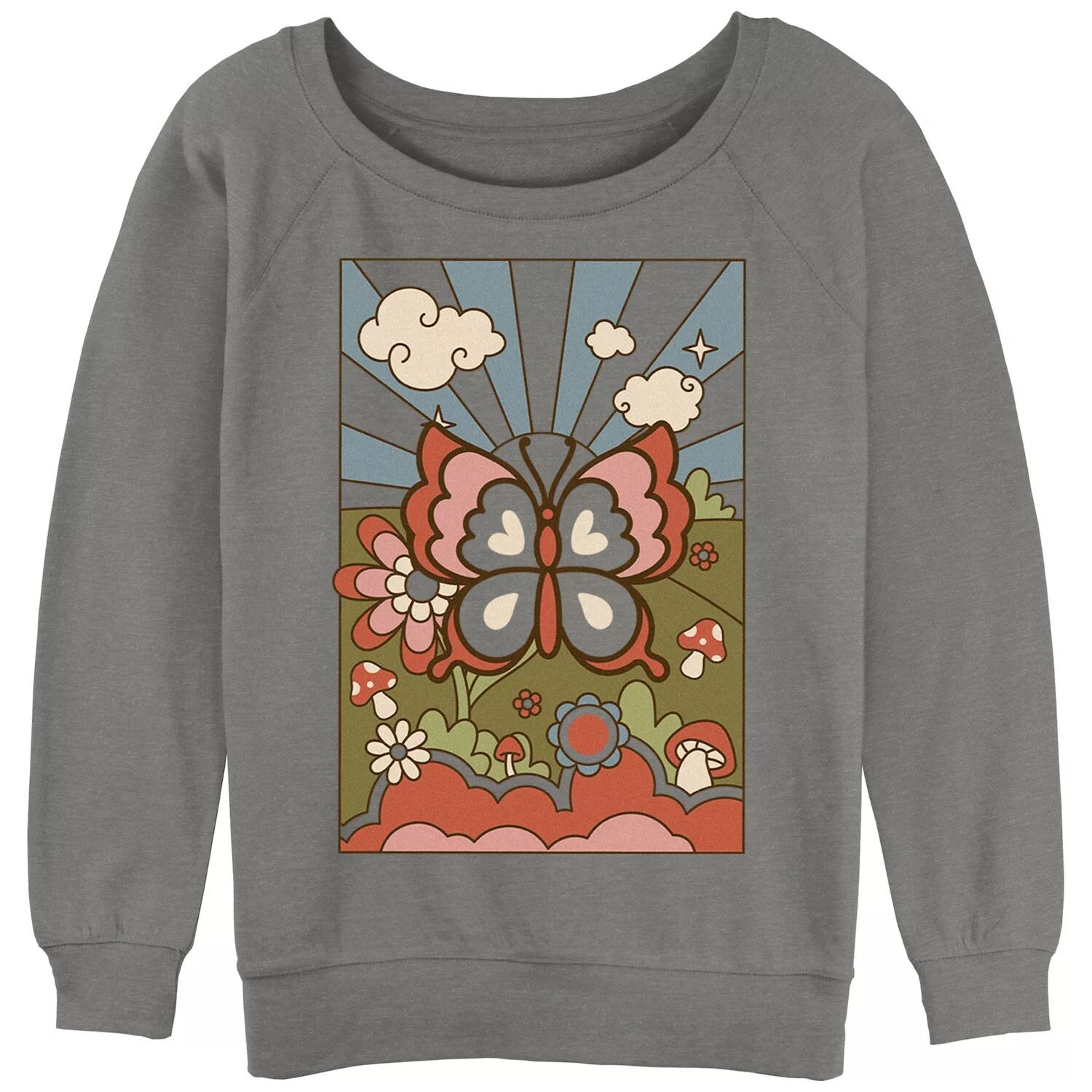 

Пуловер с напуском из махровой ткани Colorful Paradise Butterfly для юниоров