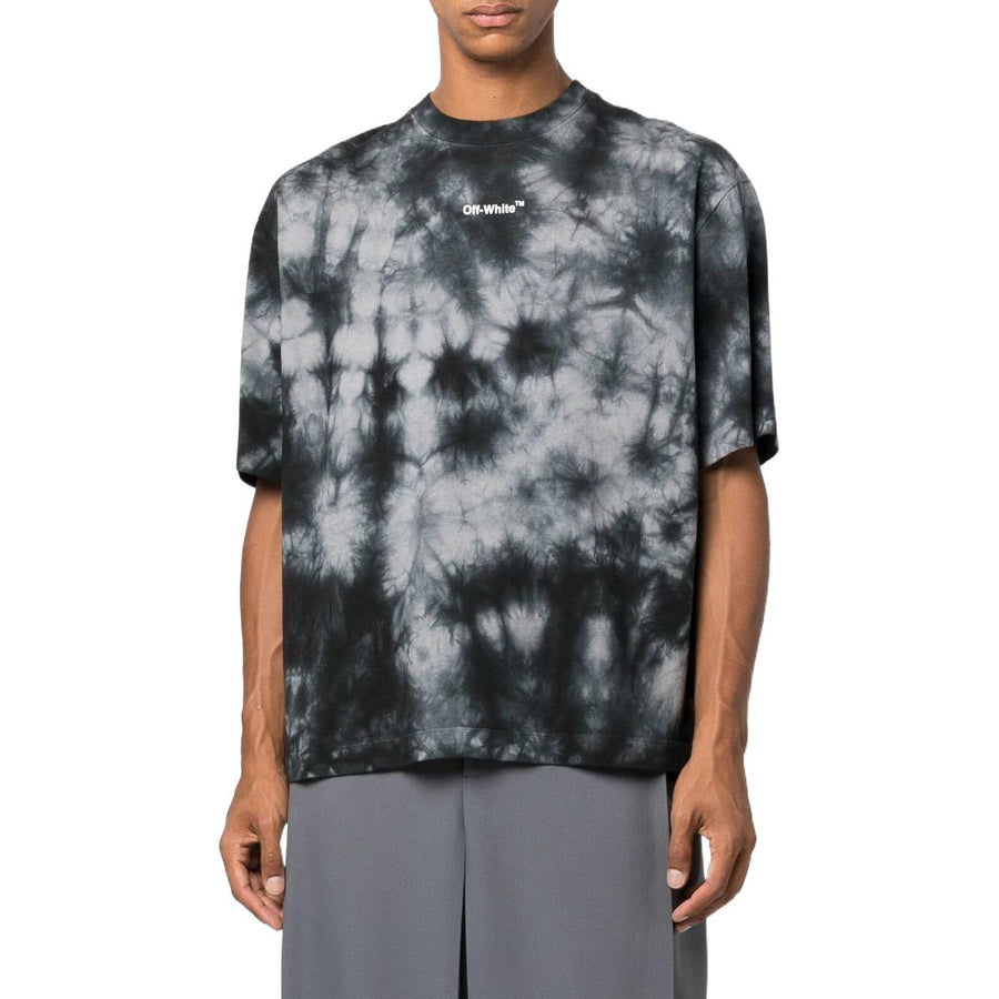 Футболка Men's Off-White FW22 Tie Dye Logo Printing Round Neck Short Sleeve Loose Fit Gray T-Shirt — фото 2