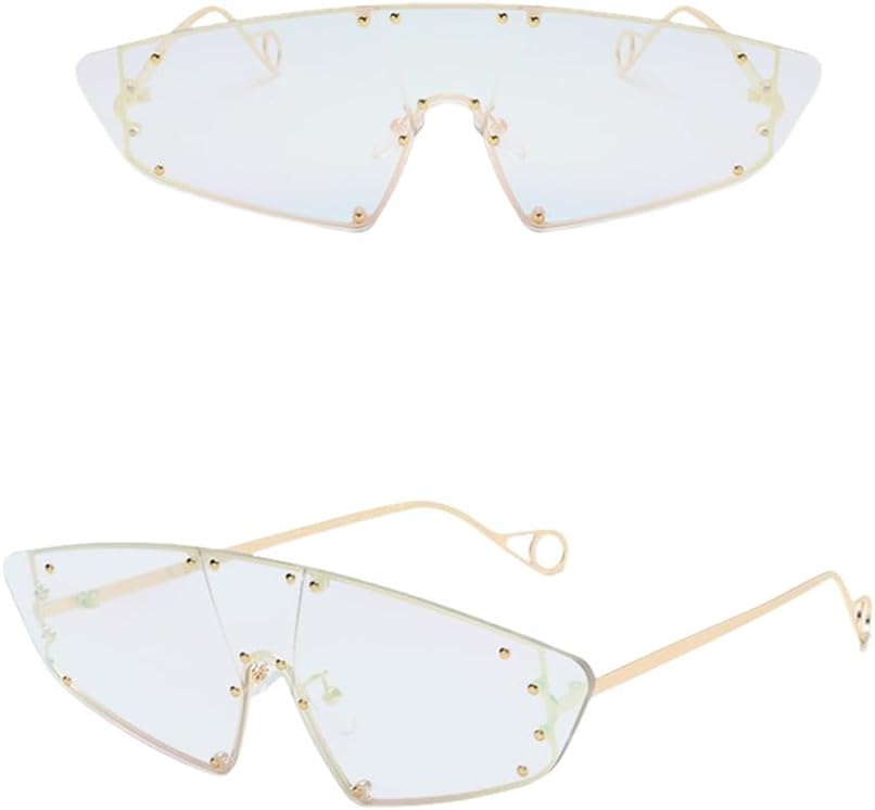 

Солнцезащитные очки для женщин с неровными зеркальными линзами и заклепками. Винтажные солнцезащитные очки для женщин и мужчин с защитой от УФ-излучения UV400 LANGSER, 7