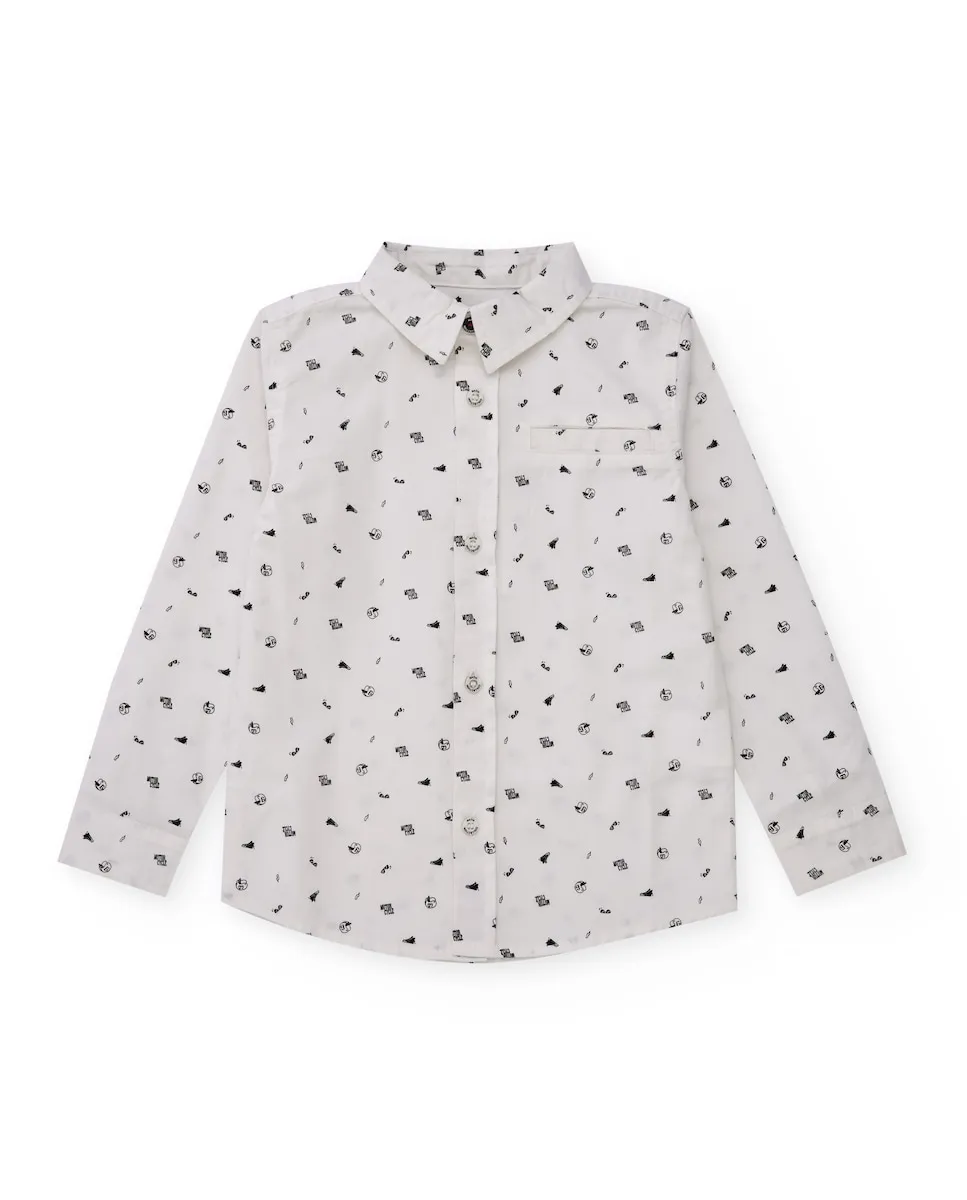 

Белая рубашка с длинным рукавом для мальчика с маленьким принтом Tuc tuc, белый