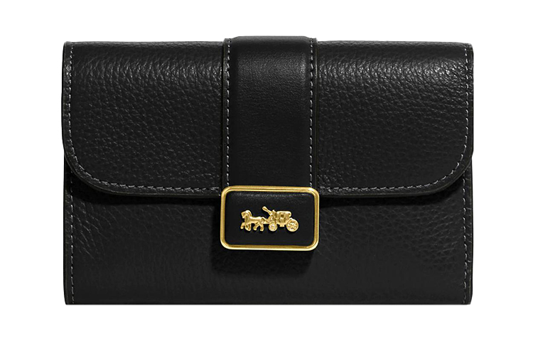 

КОУЧ Клатч-кошелёк среднего размера из гранулированной кожи Grace с гладкими кожаными вставками, женский, чёрный