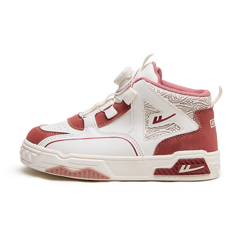 

Warrior Противоскользящие, Износостойкие, Дышащие Полувысокие Детские Беговые Кроссовки Бежево-Красные