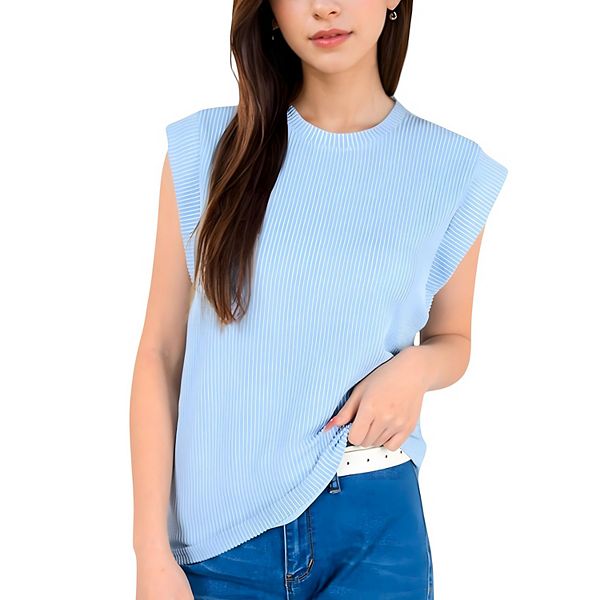

Женский топ без рукавов с ребристым узором и деталями на плечах Anna-Kaci, Light Blue
