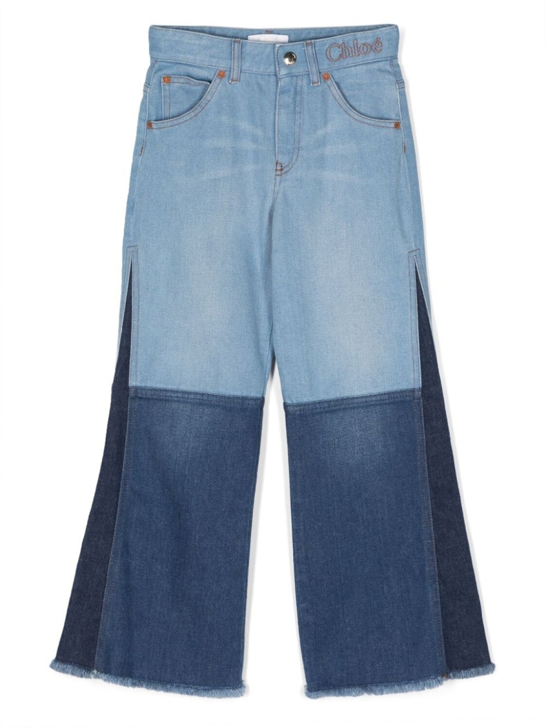 

Chloé Kids джинсы в технике пэчворк, синий