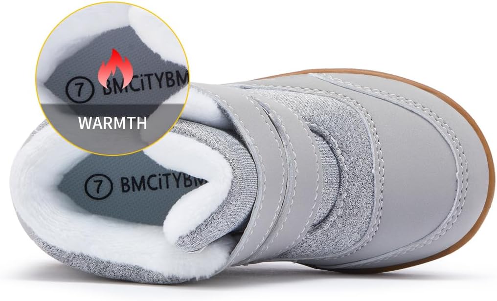 Детские зимние ботинки BMCiTYBM для мальчиков и девочек, легкие, для холодной погоды и активного отдыха (для малышей), серый — фото 4