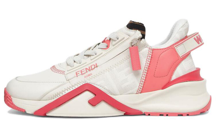 Кроссовки женские Fendi Flow FF Motif Low, бело-розовый