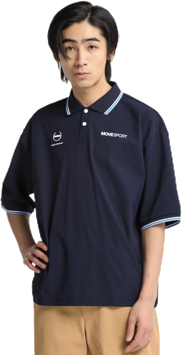 

Футболка-поло Move Sports Descente SFTECH с солнцезащитным эффектом, на подкладке, эластичная, влагоотводящая, защита от УФ-излучения (UPF 50+), мужская Movesport, темно-синий