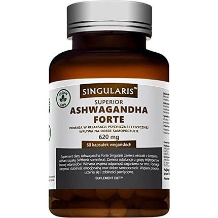 

Ашваганда Форте 620 мг индийского женьшеня, 60 веганских капсул, Singularis-Herbs