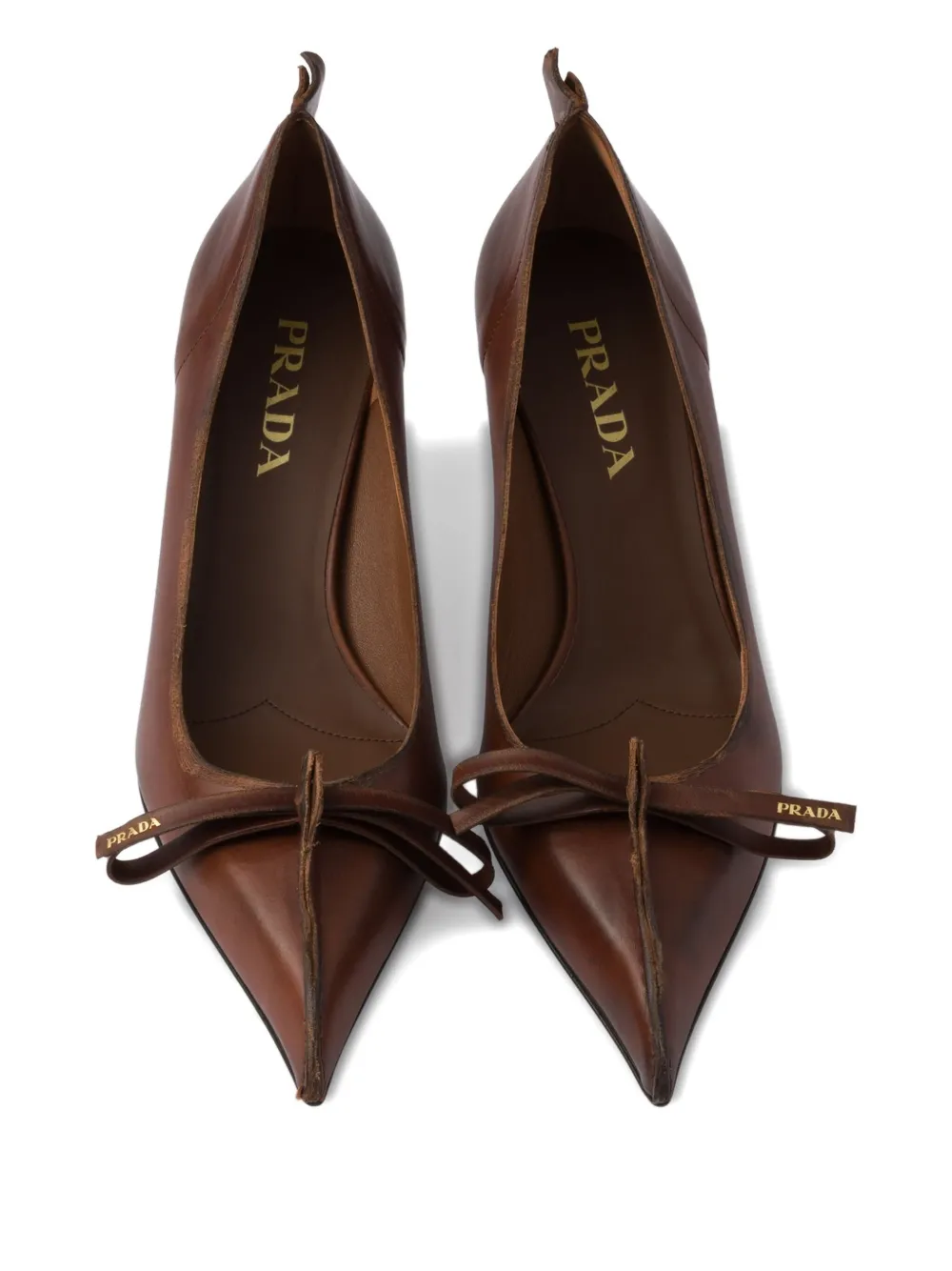 Туфли Antiqued 55 с заостренным носком Prada, коричневый — фото 3