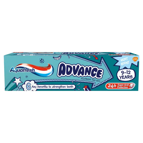 Зубная паста для детей 9-12 лет, 75 мл. Aquafresh Advance