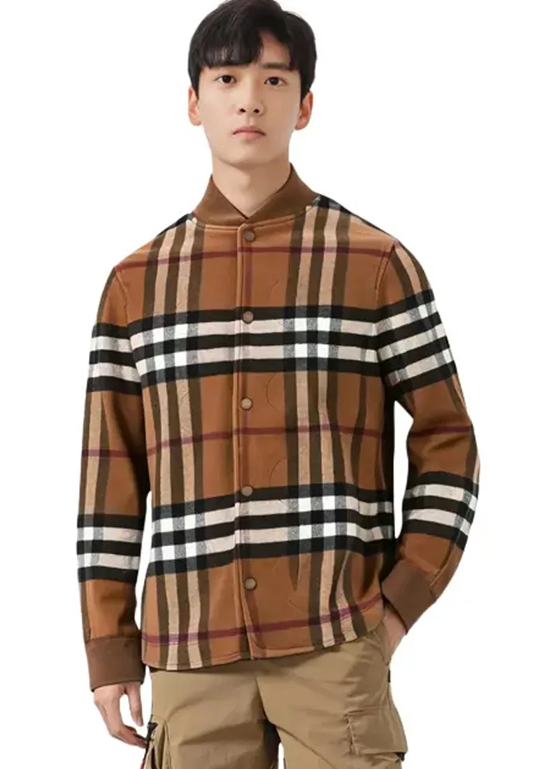 Пальто мужское Burberry однобортное в клетку бежевое — фото 3