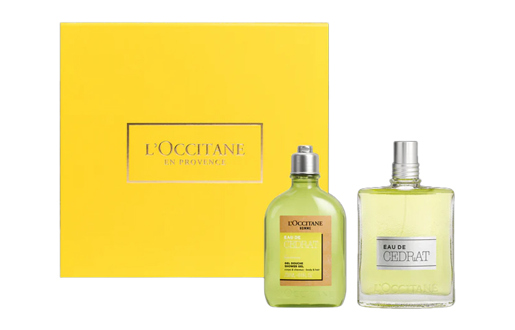 

Наборы духов унисекс LOCCITANE, Cédrat Eau de Toilette 75ml + Cédrat Shower Gel 250ml + L'Occiкоричневыйe желтый Box
