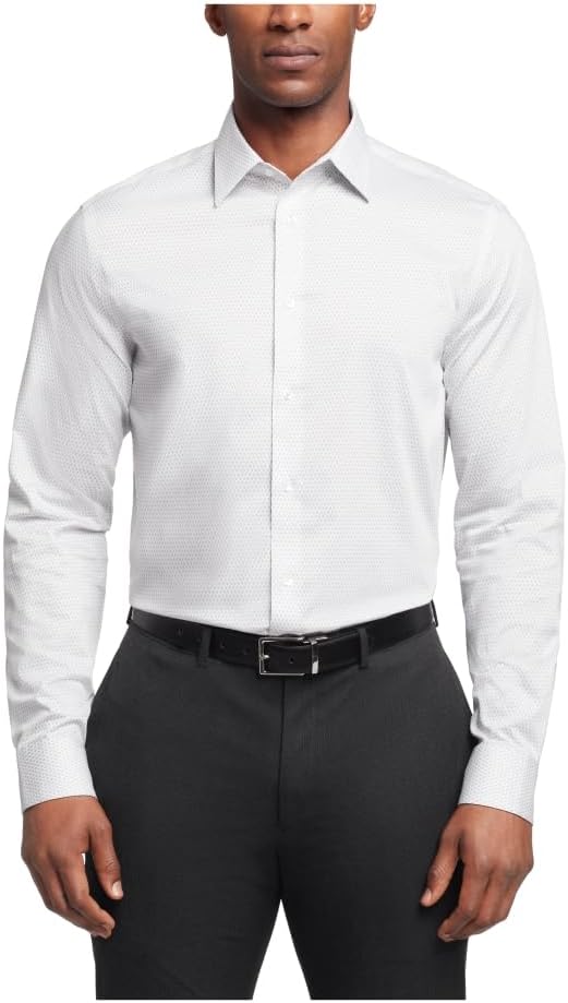 

Мужская рубашка Calvin Klein Regular Fit с французскими манжетами и узором «елочка», Gray