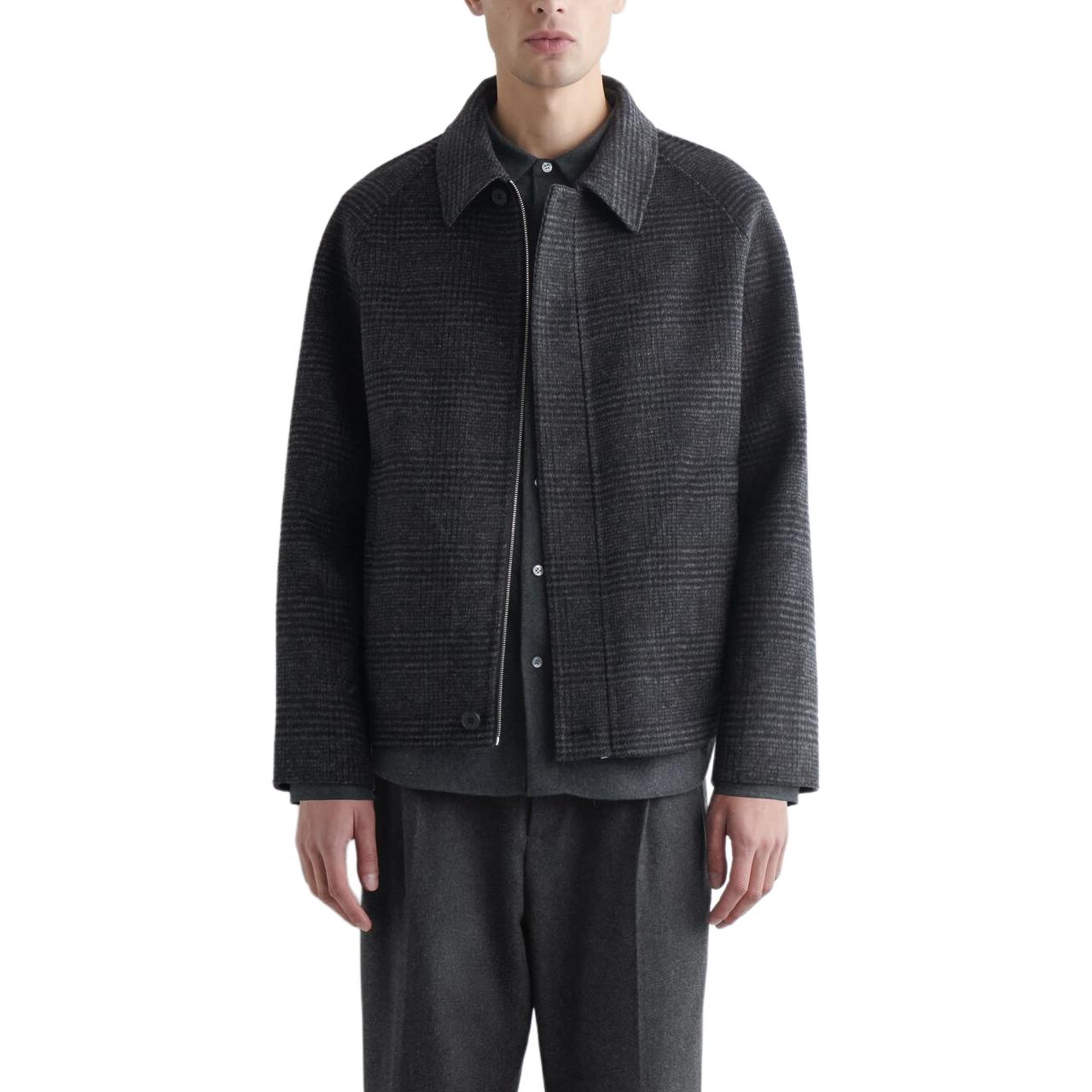 

COS Мужская куртка, серые/в клетку, с заостренным воротником, средней толщины, другие цвета