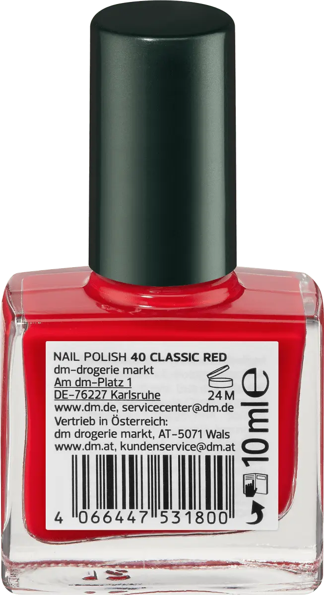 Nagellac Color  Лак для ногтей Care 40 Classic Red 10 мл alverde NATURKOSMETIK — фото 3