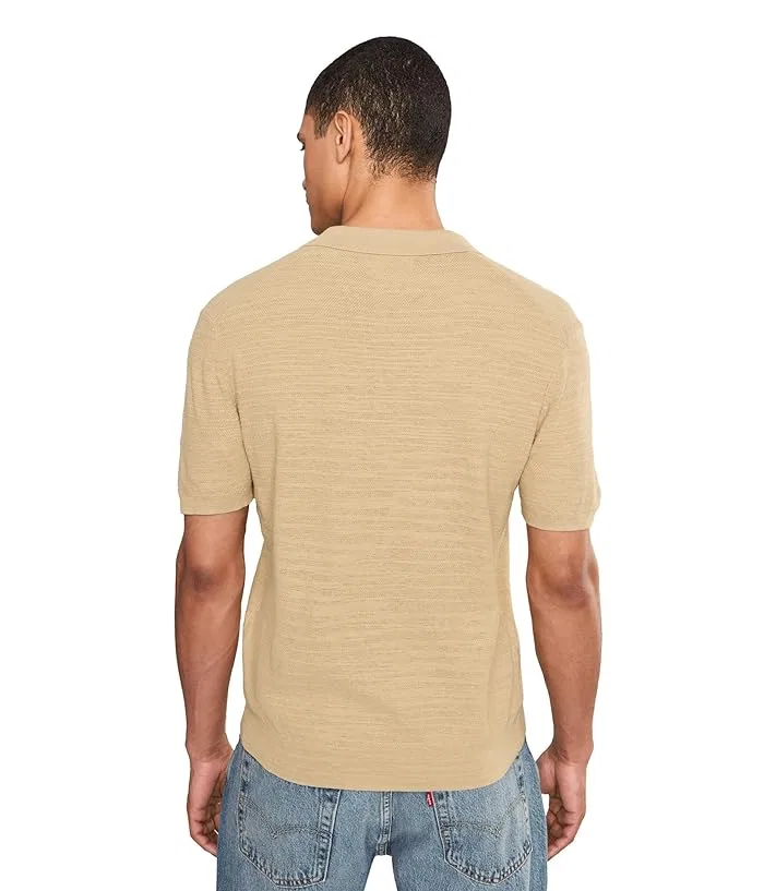 Свитер текстурированный хлопок-лен short-sleeve Textured Cotton-Linen Sweater Polo Ralph Lauren, Khaki Tan — фото 4