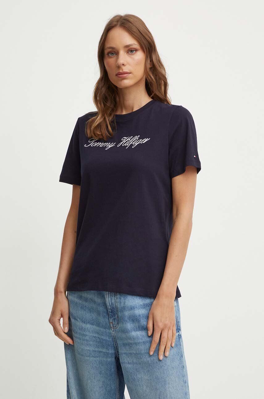 

Хлопковая футболка Tommy Hilfiger, темно-синий