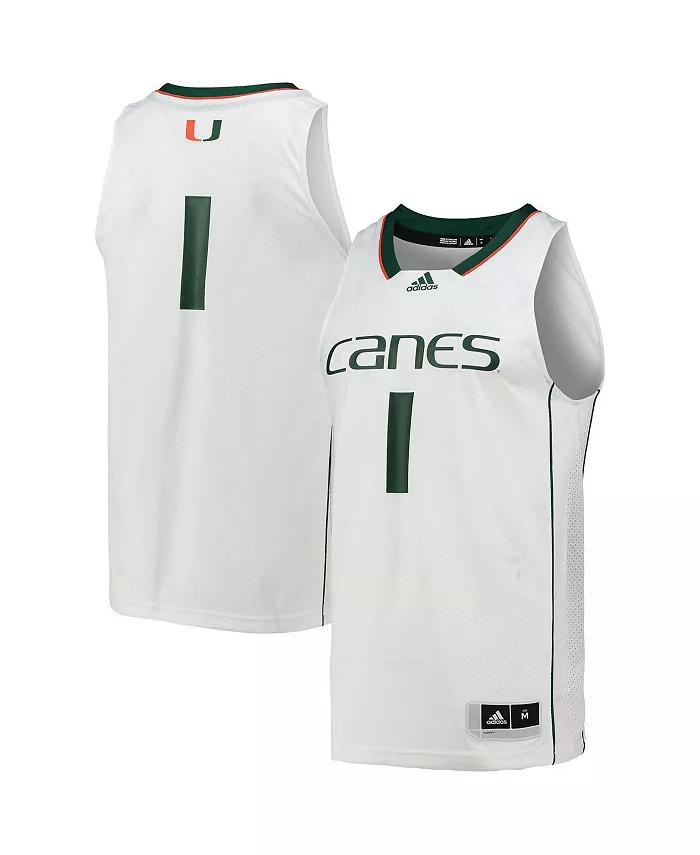 

Мужская баскетбольная майка Miami Hurricanes Team Swingman №1 adidas, белый