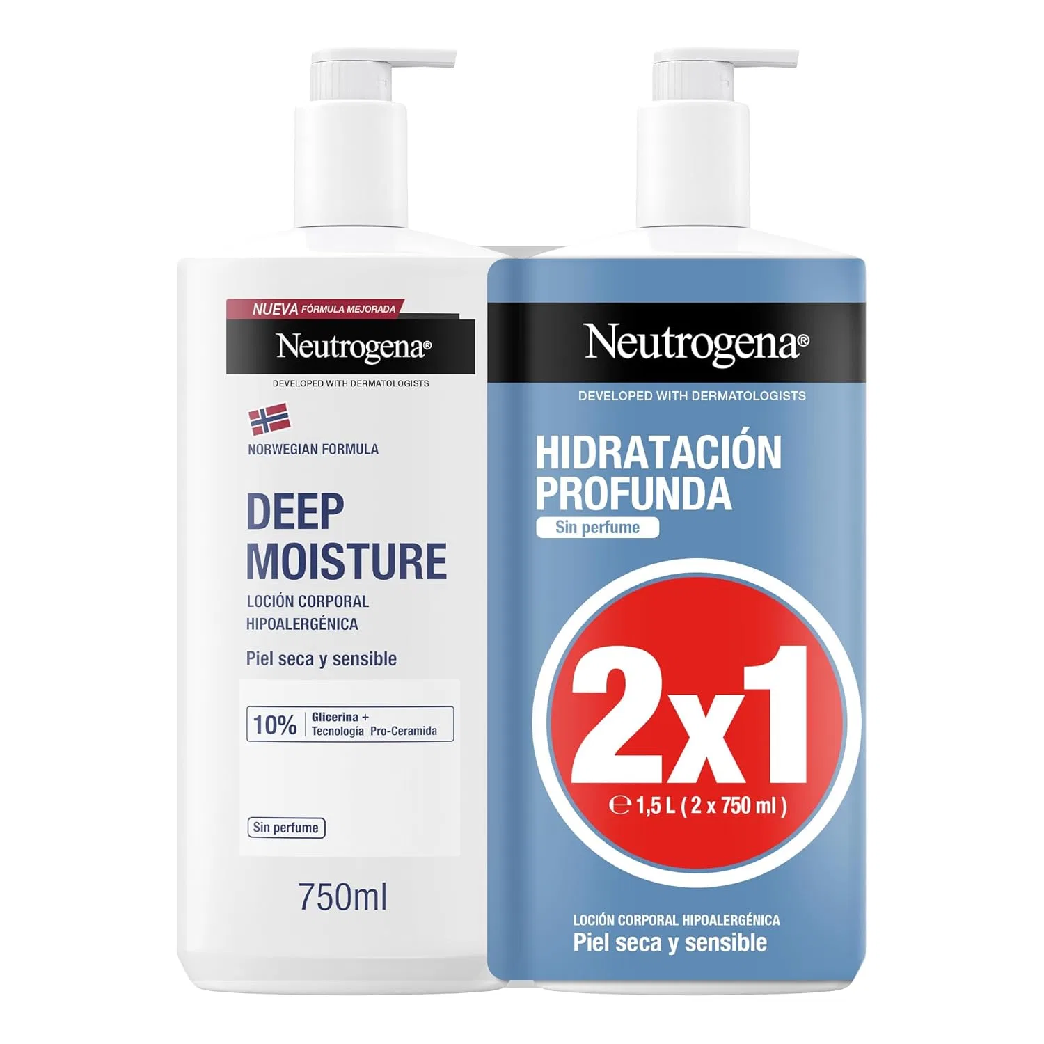 Гипоаллергенный лосьон для тела Neutrogena Norwegian Formula Deep Moisturising, 2 x 750 мл Neutrogena