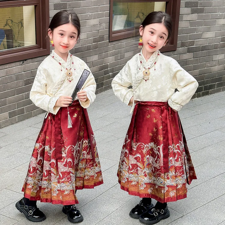 Детский комплект из юбки и топа с отложным воротником PROTECTCAMEL, Clothing Sets+Hairpin+Necklace — фото 3
