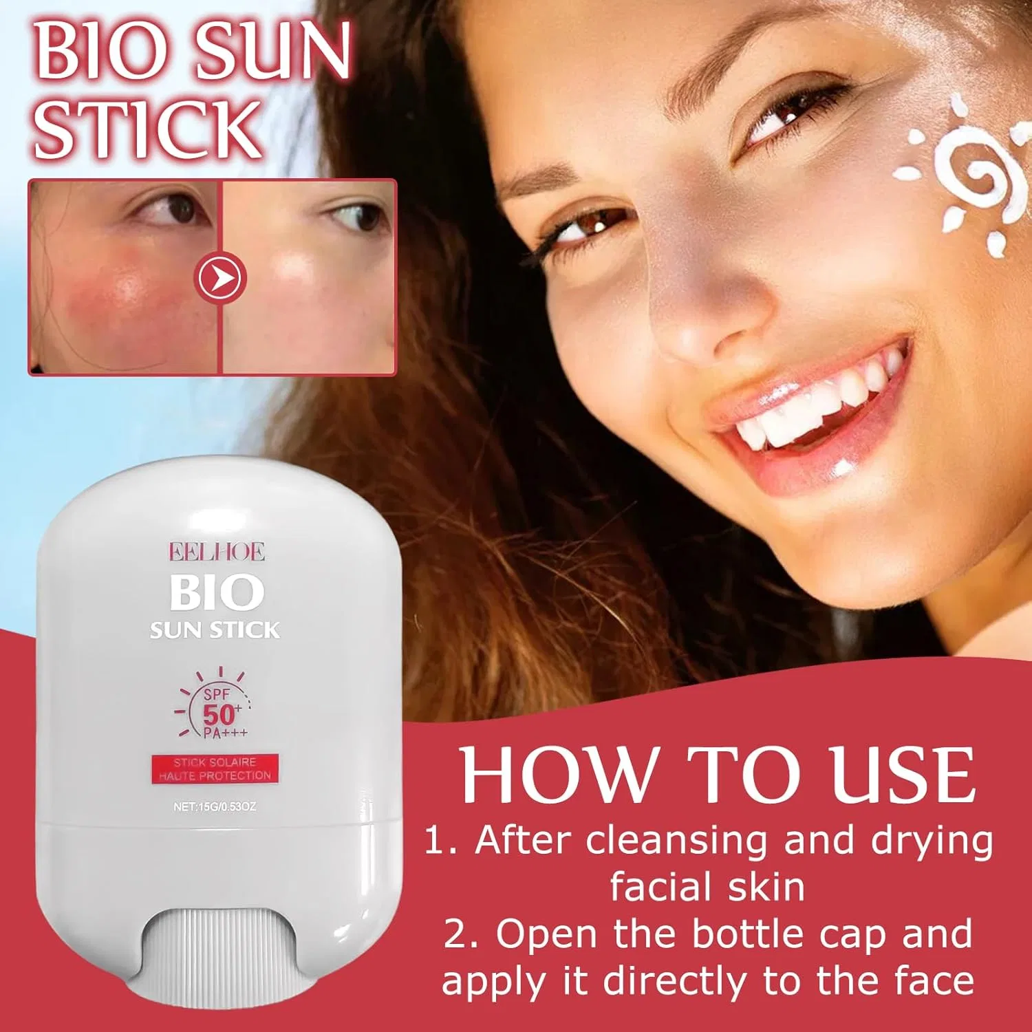 Органический солнцезащитный стик SPF 50 PA+++ Huahuanghui — фото 3