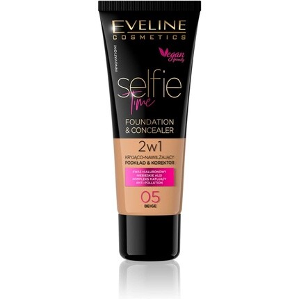 

Eveline Cosmetics Selfie Time Матовая и увлажняющая основа и консилер 2-в-1 30 мл № 05 Бежевый