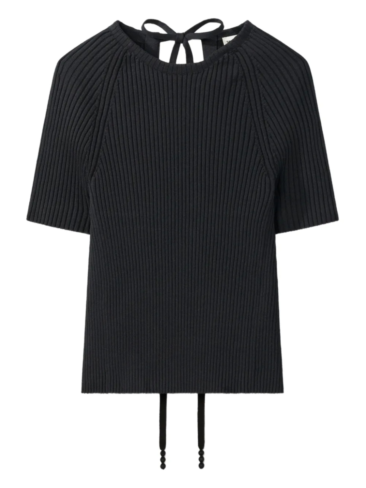 

Ребристый пуловер Tory Burch с завязками на спине, черный