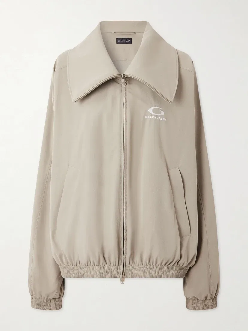Увеличенная спортивная куртка из ткани с вышивкой BALENCIAGA, бежевый