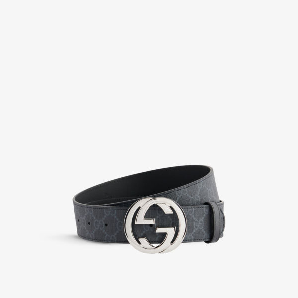

Ремень из ткани с покрытием и принтом логотипа Double G Gucci, черный