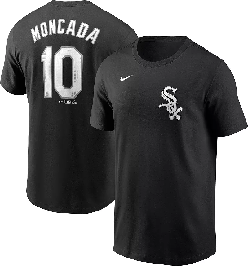 

Мужская черная футболка Nike Chicago White Sox Yoán Moncada #10