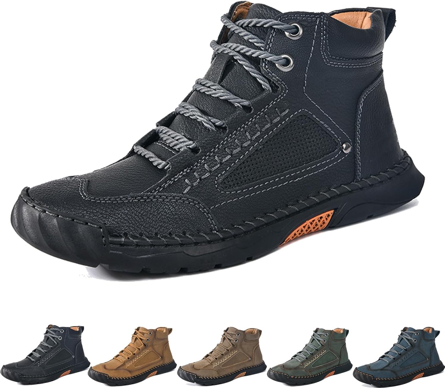 

Мужские удобные кожаные ботинки ручной работы xignfoea - водонепроницаемые, с поддержкой свода стопы, снятием давления, просторным мысом, кожаная обувь для улицы, черный