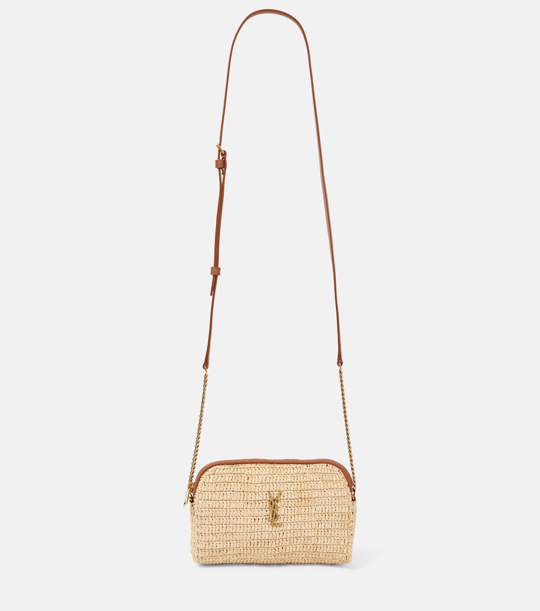 

Сумка через плечо Gaby из рафии с кожаными деталями Saint Laurent, Natural + Brick
