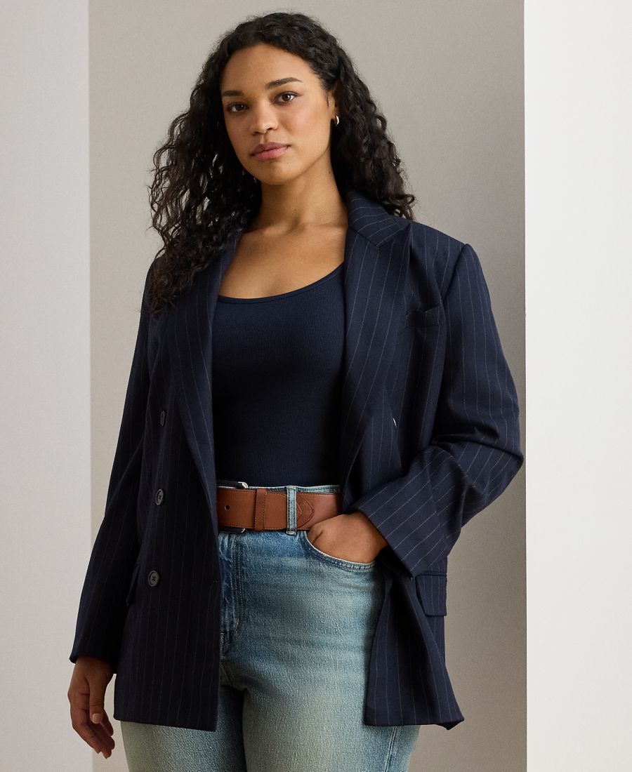 

Женский двубортный твиловый блейзер Suiting-Ryen в тонкую полоску, размер 0-22W Lauren Ralph Lauren, Navy/Cream