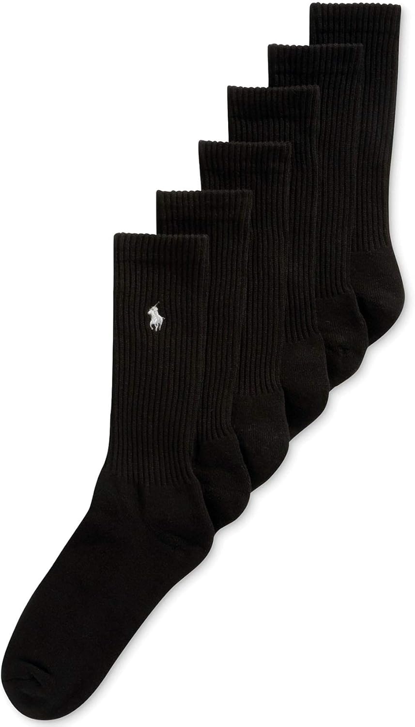 Классические ребристые носки Polo Ralph Lauren для мужчин - набор из 6 пар, Black — фото 2