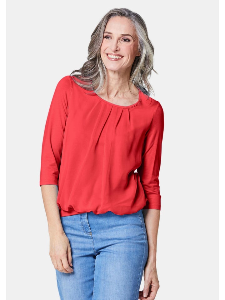 

Шифоновая блузка/рубашка с рукавами 3/4 и круглым вырезом красного цвета GOLDNER