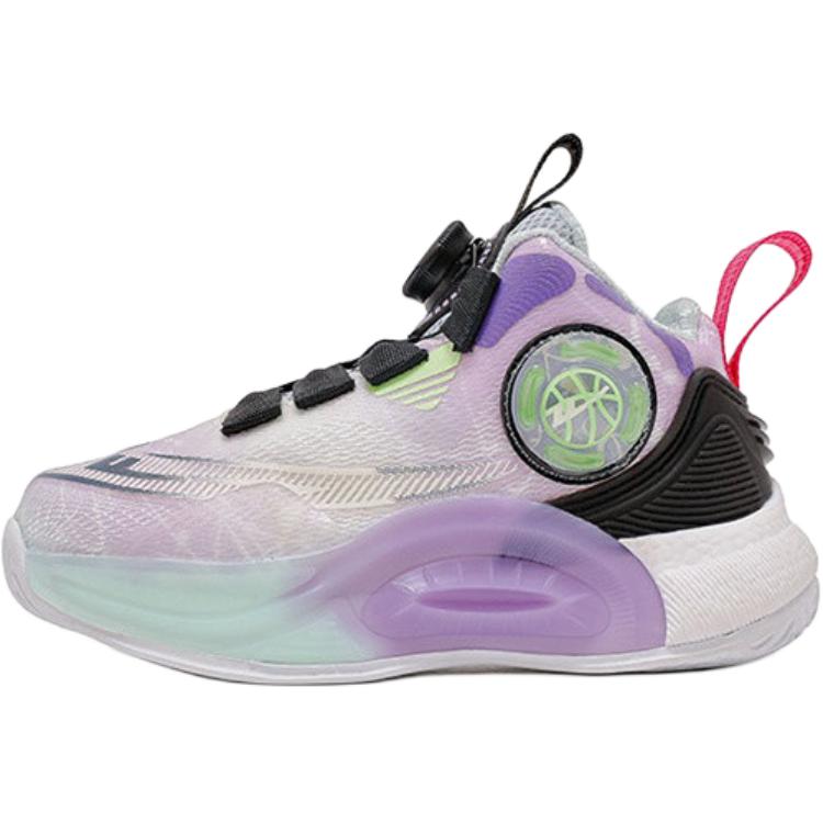 

Баскетбольные кроссовки средней высоты с противоскользящей амортизацией и дышащими вставками для детей WARRIOR, фиолетовый/черный/зеленый