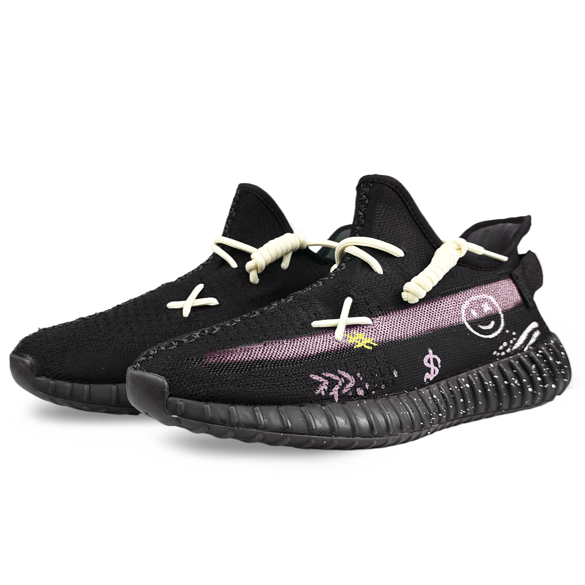 Adidas Originals Yeezy Boost 350 V2 нескользящие низкие кеды унисекс Black Pink, цвет Black Pink — фото 4