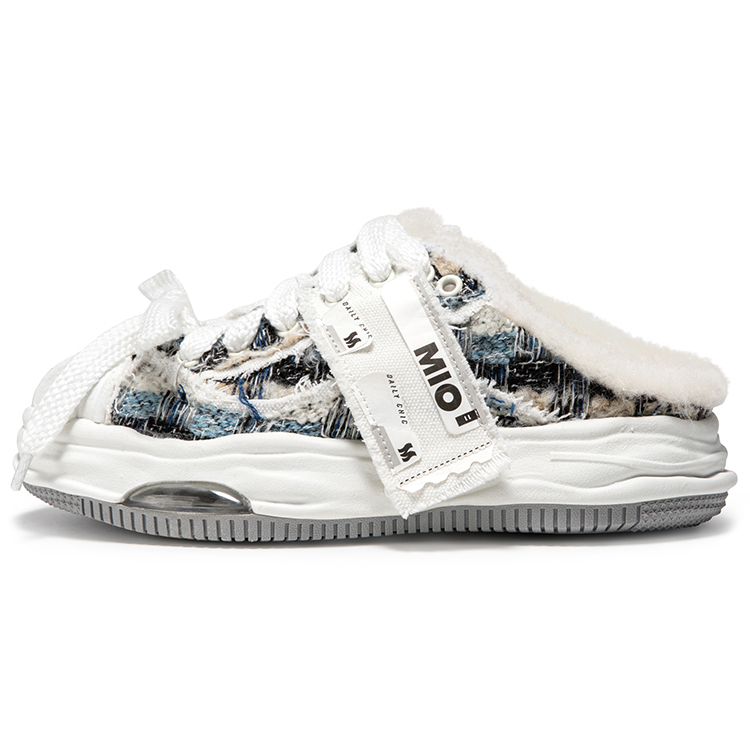 

MIO Унисекс тапочки с закрытым носком Milan Black в бежево-синем цвете, требуется размер больше, цвет [Beige/Blue Black, Size Up Required]