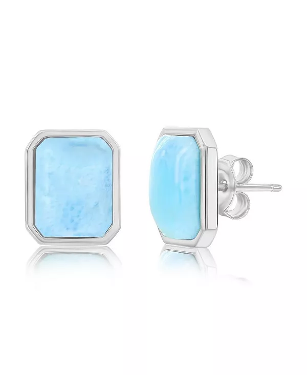 

Серьги-Гвоздики из стерлингового серебра с прямоугольным ларимаром Caribbean Treasures, larimar