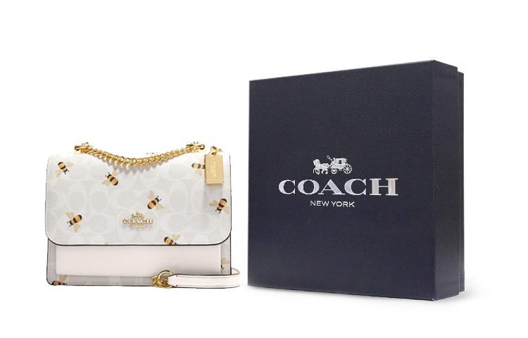 

COACH Кожаная сумка-баул на холсте малого размера с наплечным ремнем через плечо для женщин ледниково-белого цвета