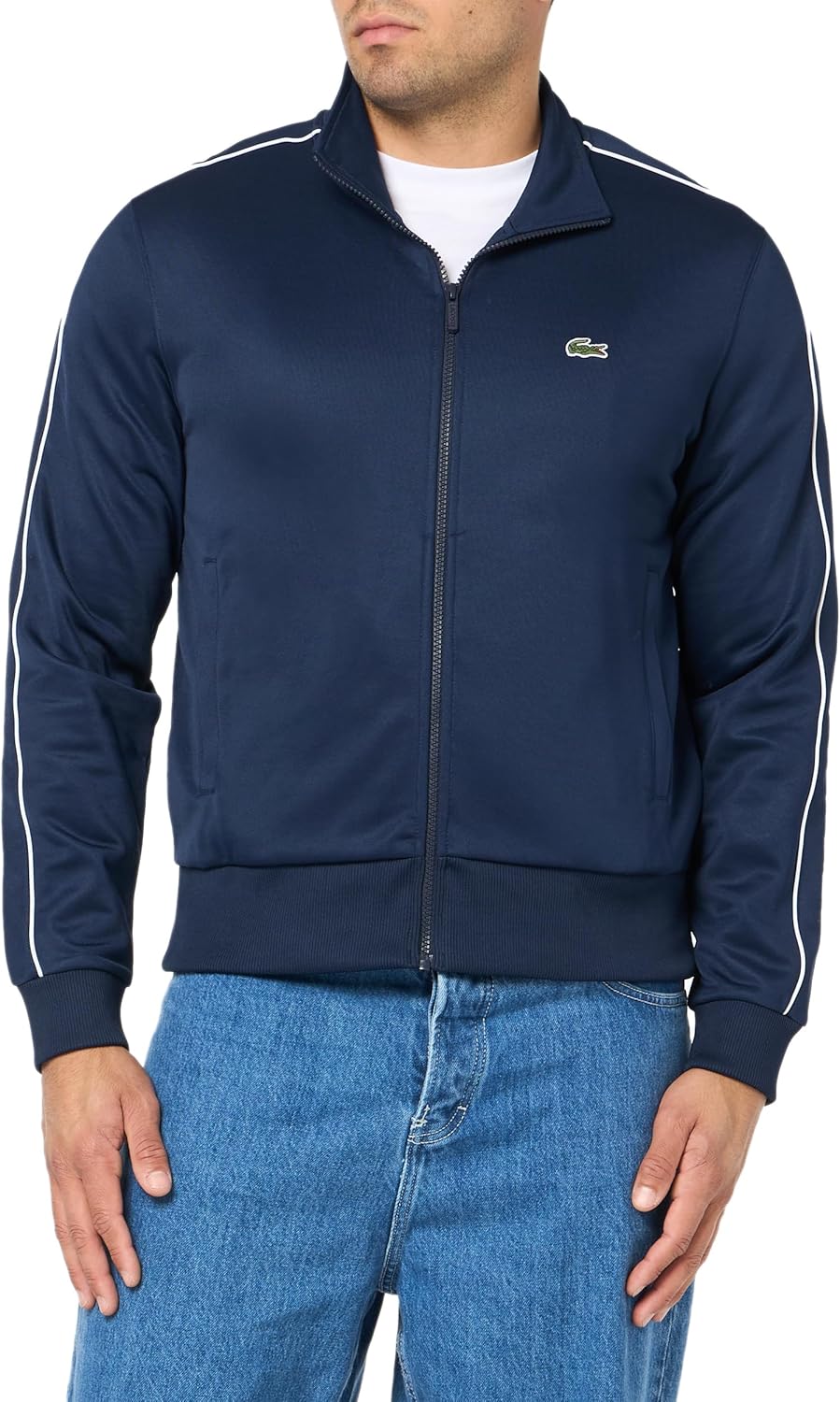 

Lacoste мужская толстовка Regular Fit с длинным рукавом, полной молнией, воротником и отделкой в виде одинарной полосы на рукаве, Navy Blue, Синий, Lacoste мужская толстовка Regular Fit с длинным рукавом, полной молнией, воротником и отделкой в виде одина