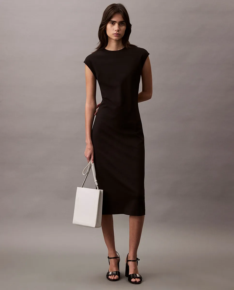 

Платье миди с круглым вырезом Calvin Klein, черный