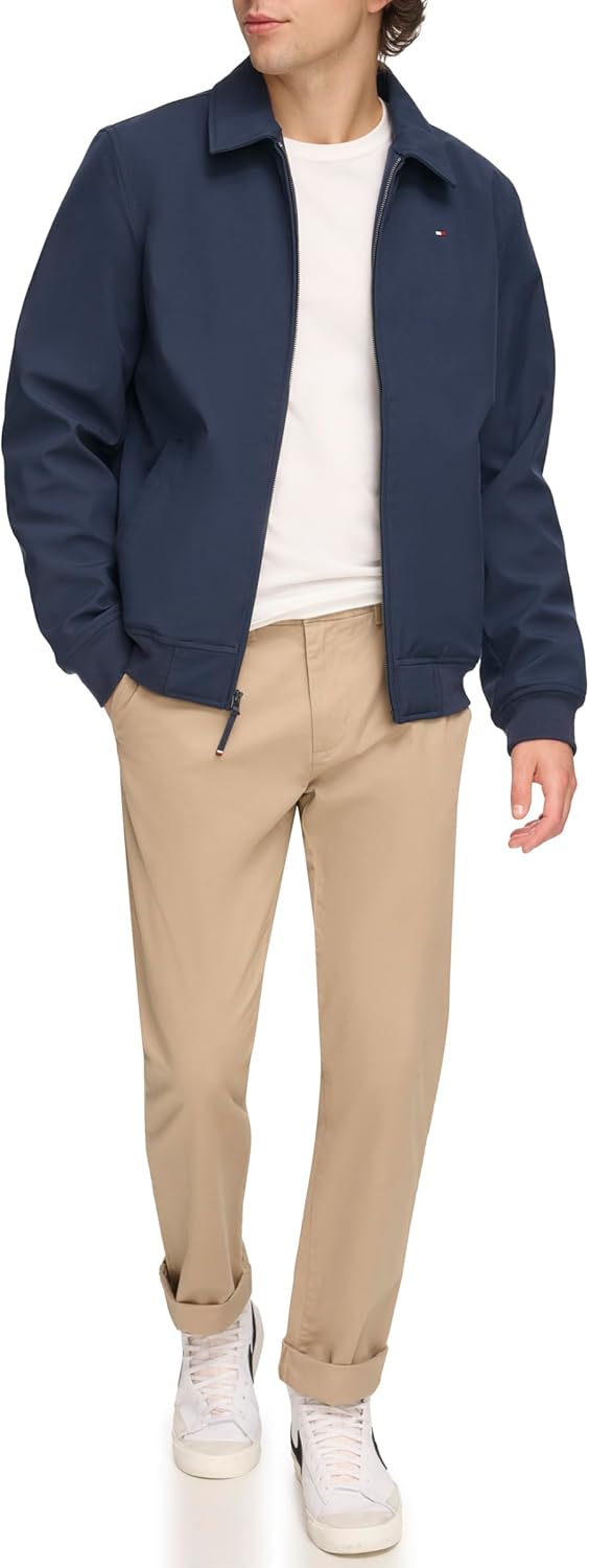 

Легкая водонепроницаемая куртка-бомбер для мужчин Tommy Hilfiger, Midnight Softshell W. Laydown Collar