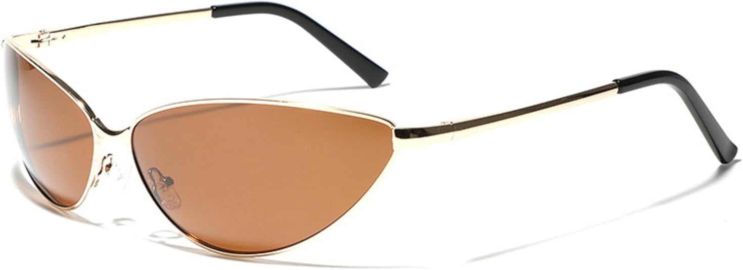 

Маленькие поляризованные солнцезащитные очки «кошачий глаз» для женщин и мужчин, 2024 год, роскошные ретро-очки в металлической оправе, популярные очки N47 mincl, Brown