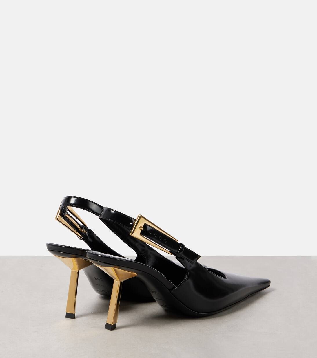 Туфли-лодочки Lee 75 из полированной кожи с открытой пяткой Saint Laurent, черный — фото 3