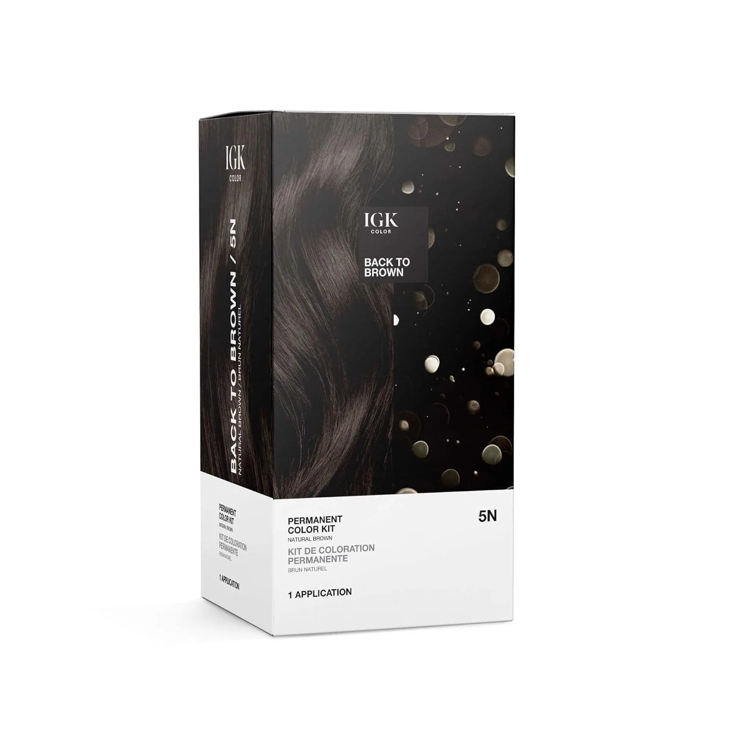 Набор для окрашивания волос IGK Permanent Hair Color Kit, 5N Back To Brown Natural Brown, стойкая краска для волос, 100% покрытие седины, без аммиака 134.66 г (1 шт.), Natural Brown